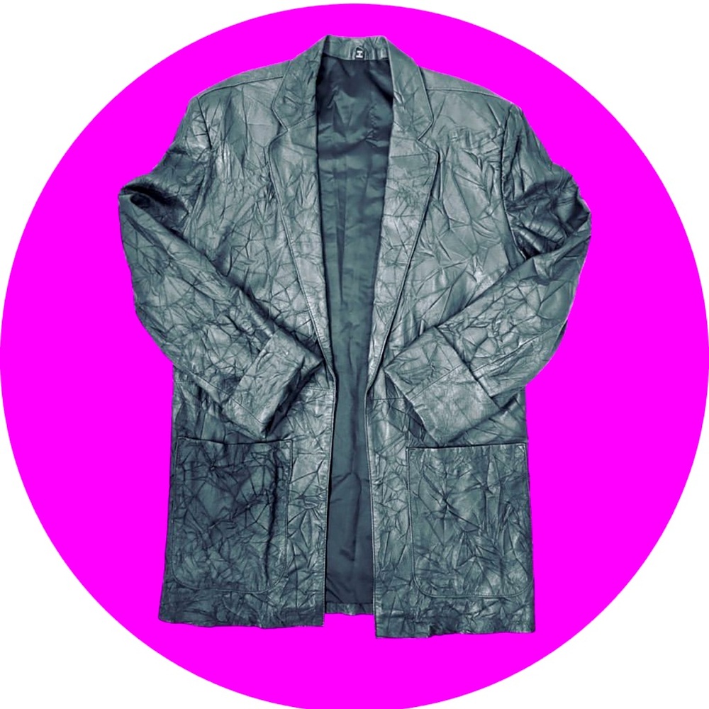Men's vintage genuine leather Korean black Crinkled Jacket
